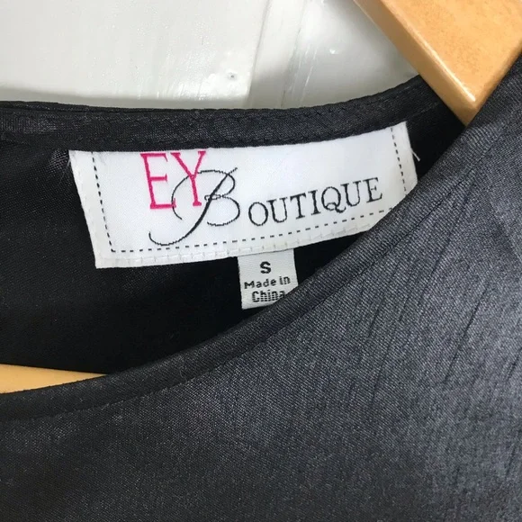 EY Boutique : size M : formal sheer striped short sleeve fit & flare midi-dress - Picture 7 of 8